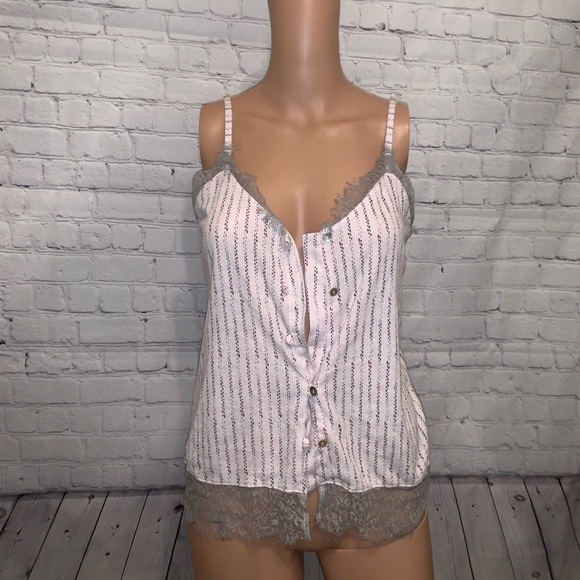 Nanette Lepore Tops - Nanette Lepore Light Pink & Gray Button Down Blouse size M